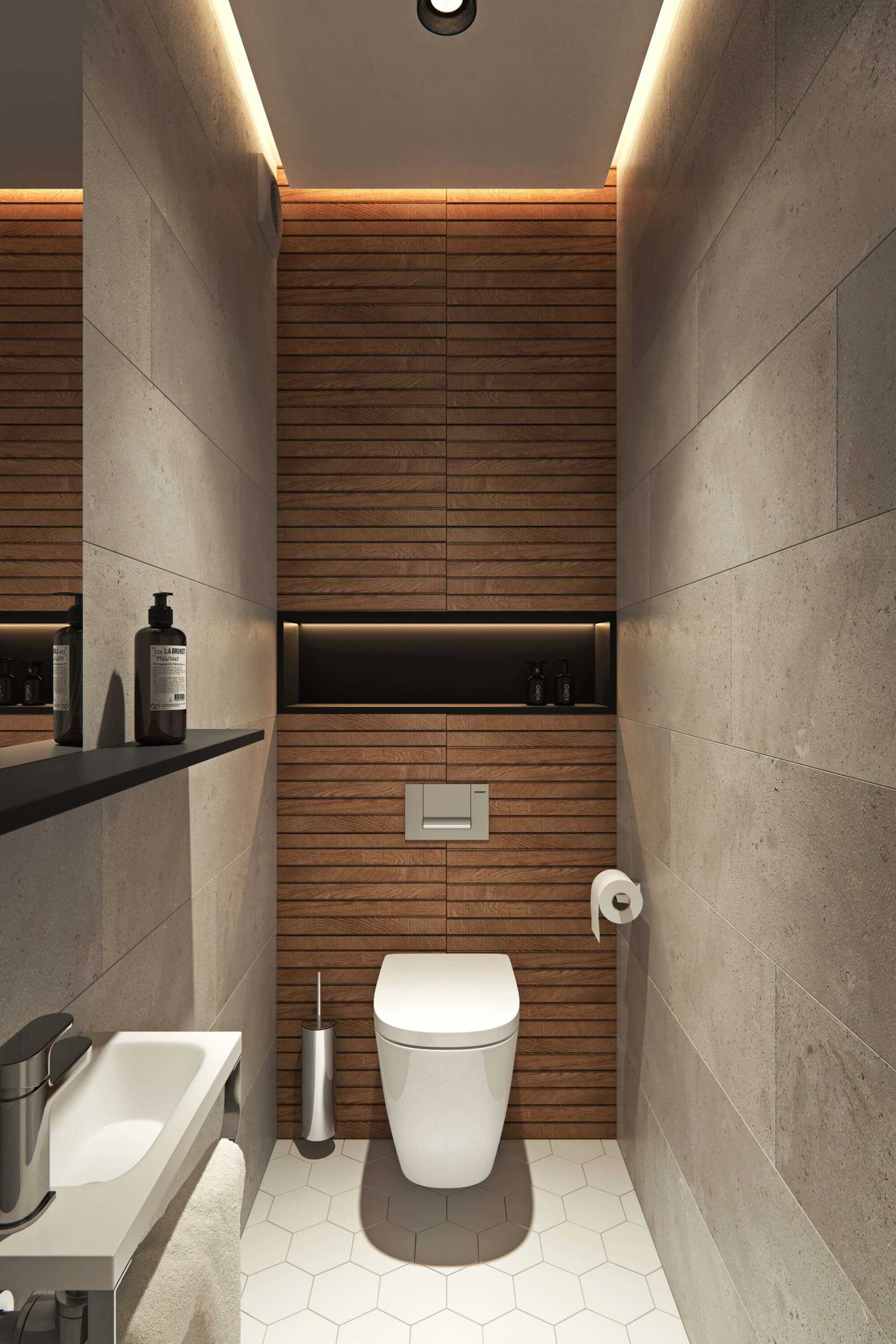 туалет с инсталляцией дизайн с плиткой