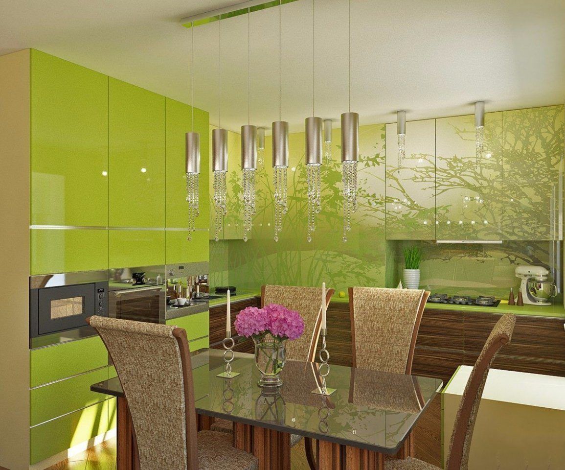 светло зеленый цвет в интерьере кухни