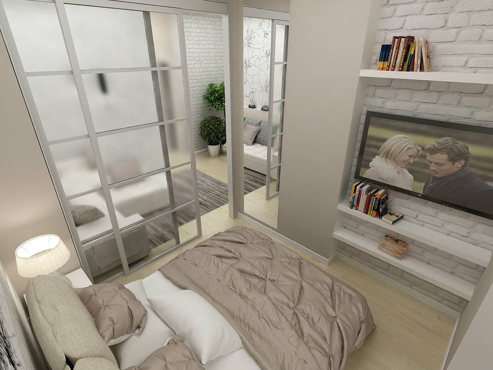 Дизайн комнаты разделенной на две зоны спальня и гостиная фото