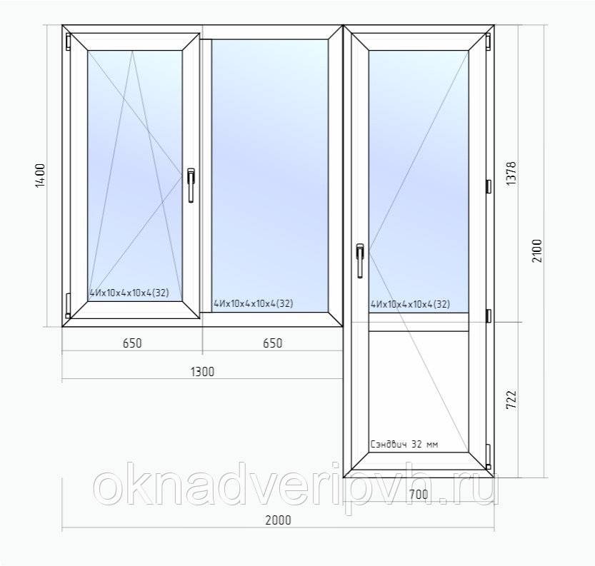 Стандартные балконные двери