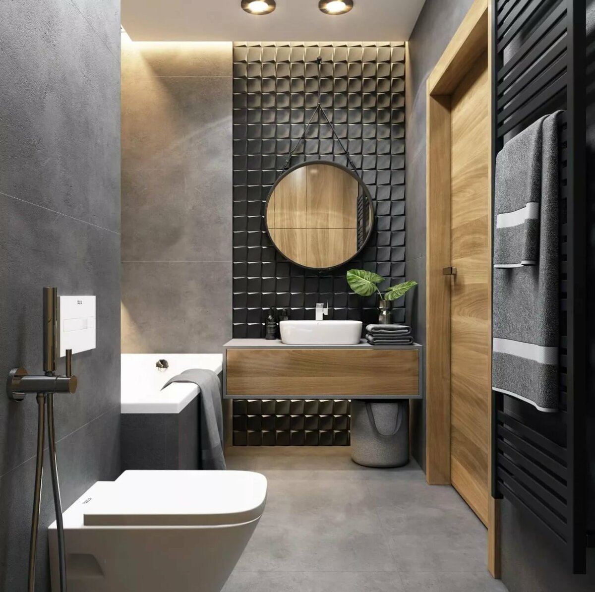 стильный дизайн ванной и туалета