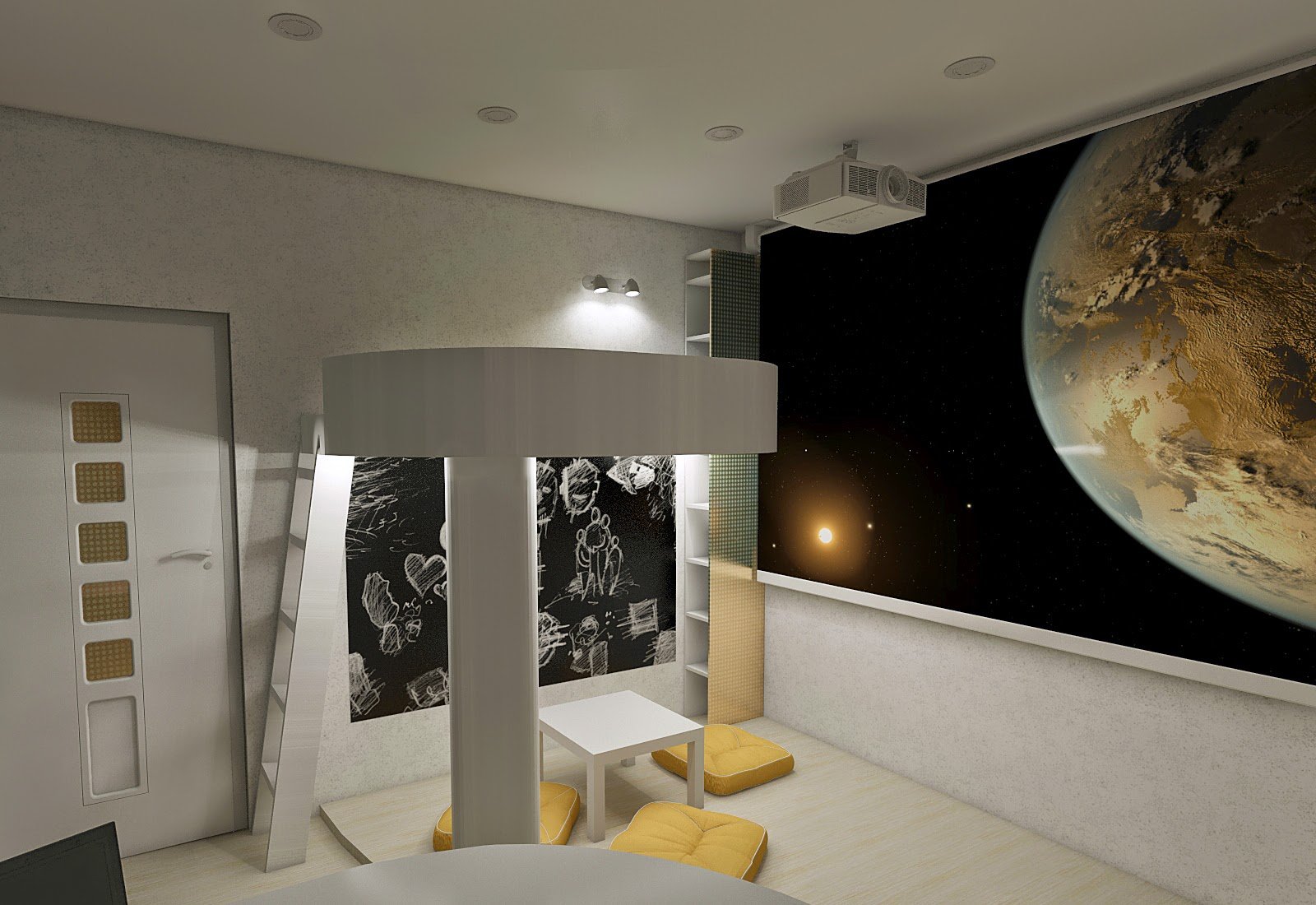 детская комната в стиле космического корабля