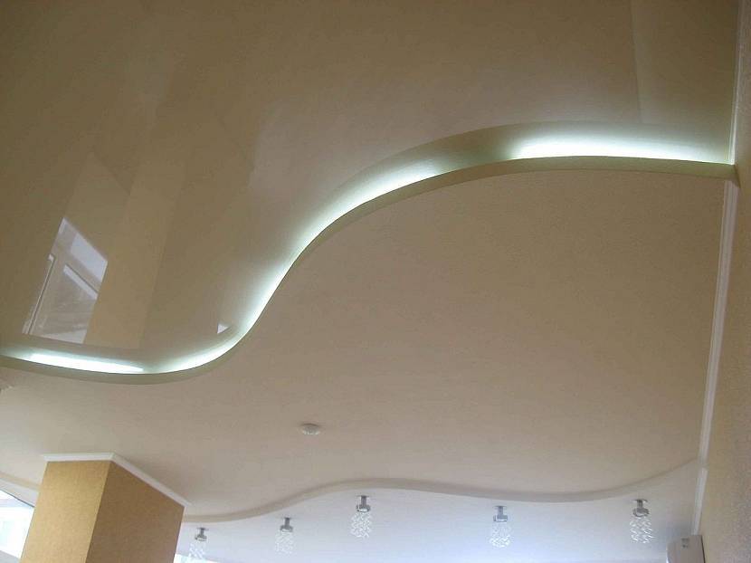 Двухуровневые потолки из гипсокартона для кухни (53 фото) — двухуровневый потолок с подсветкой