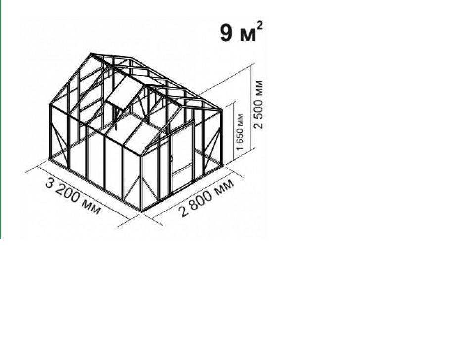 Чертеж теплицы из поликарбоната с размерами 3х6