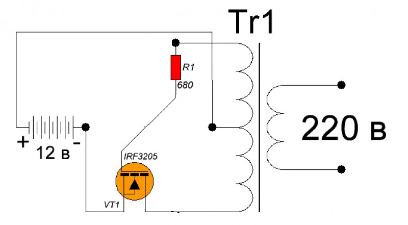 Схема преобразователя 12 на 220 на транзисторах