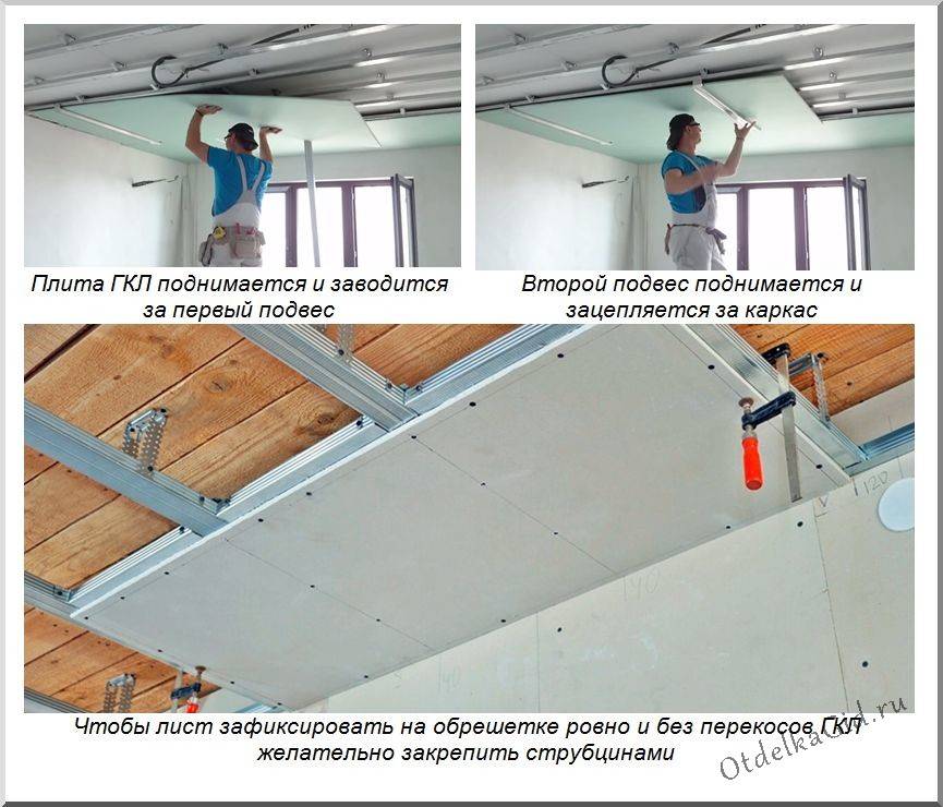 Приспособление для монтажа гипсокартона на потолок одному