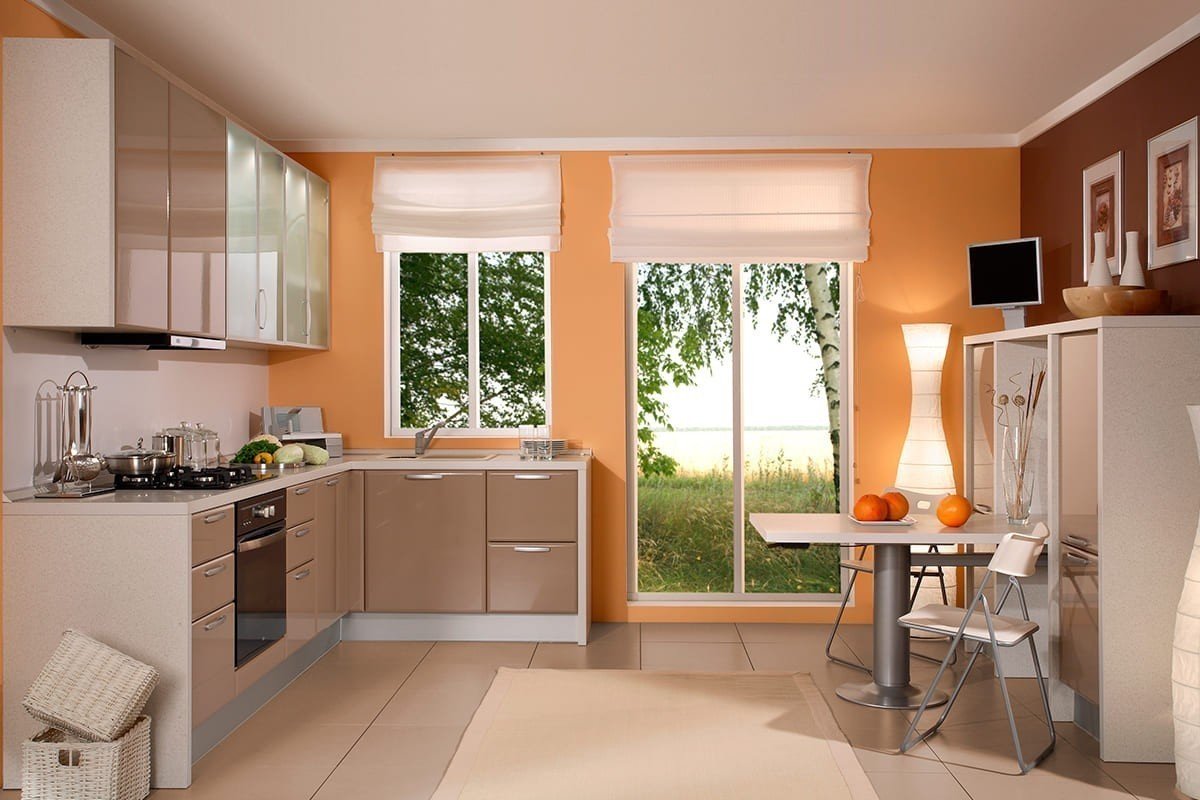 кухня персикового цвета фото интерьеров