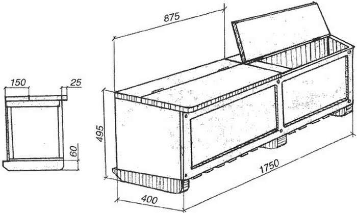 Банкетка своими руками из дерева чертежи и фото