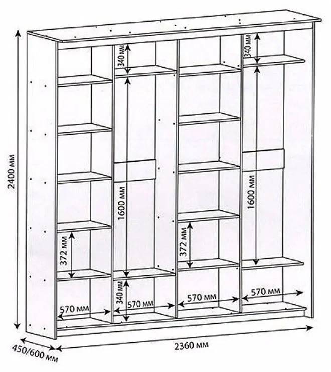 Шкаф купе чертеж
