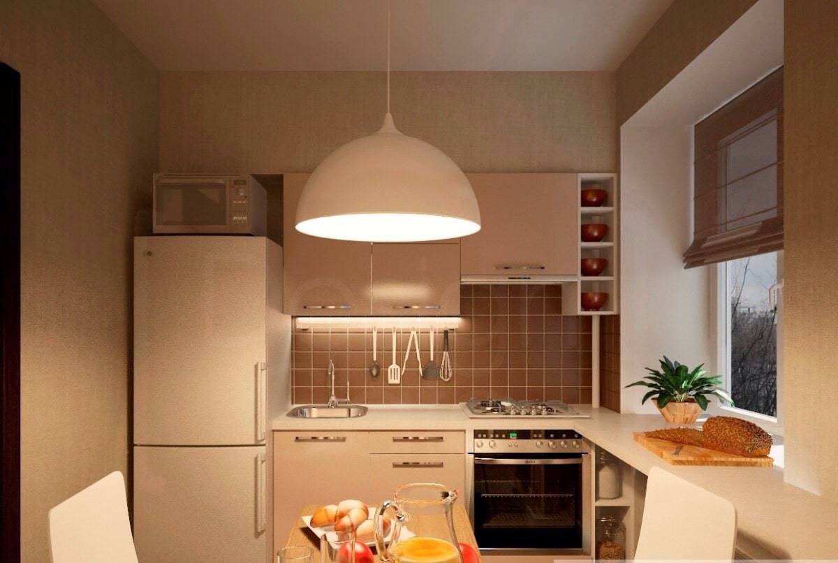 Кухня в хрущевке: фото интерьера, дизайн с холодильником, с колонкой