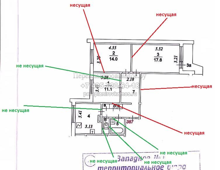 Как по плану квартиры определить несущие стены