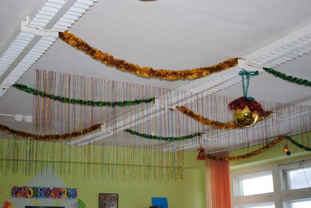 Как украсить потолок на новый год дома, в офисе, школе, садике: фото, идеи