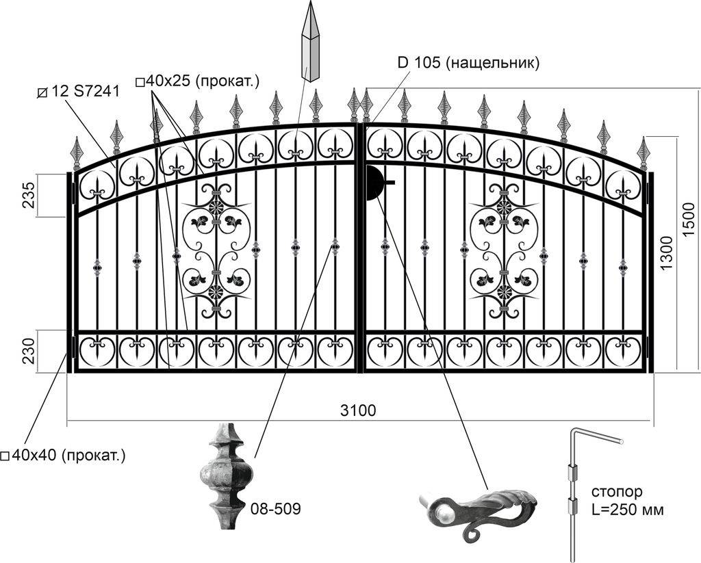 Кованые ворота чертежи