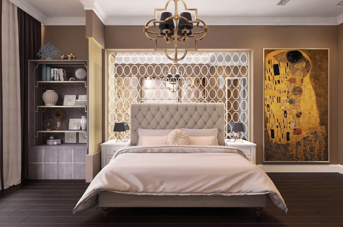 Спальня в стиле арт-деко (55+ фото): роскошь и уют - пошив штор, изготовление мебели.