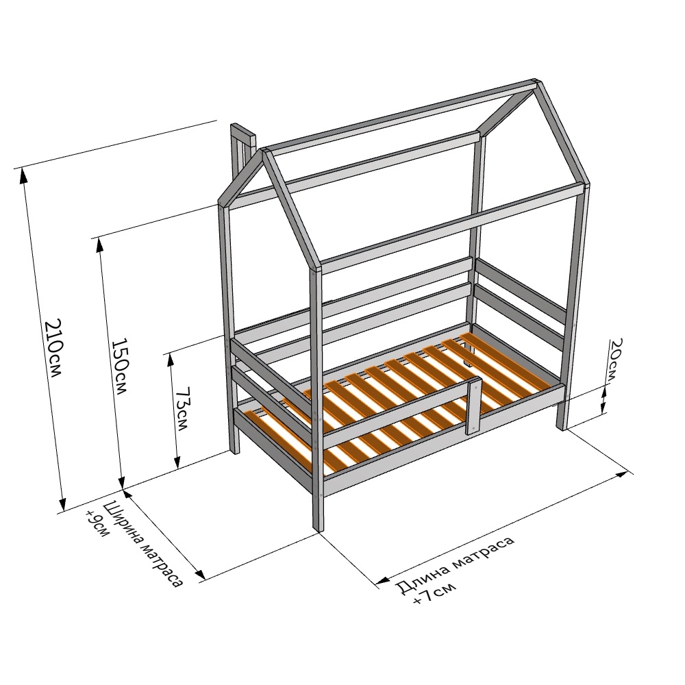 Детская кровать своими руками из дерева размер чертеж