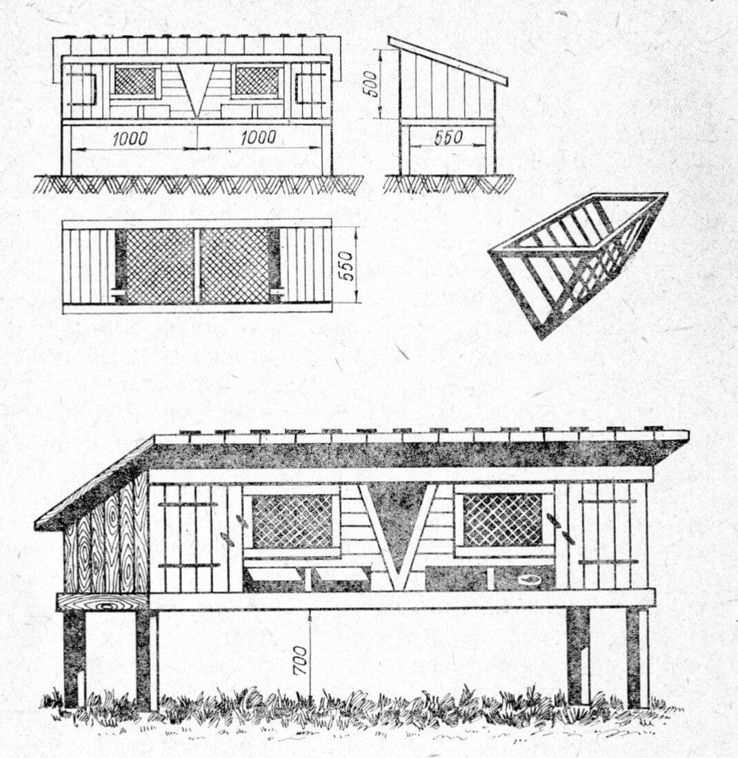 Схема клетки для кроликов