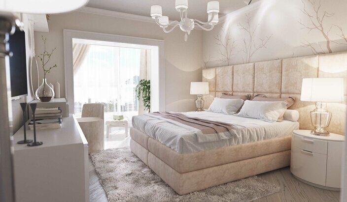 Современная спальня в белых тонах: 54 фото спален в белом цвете