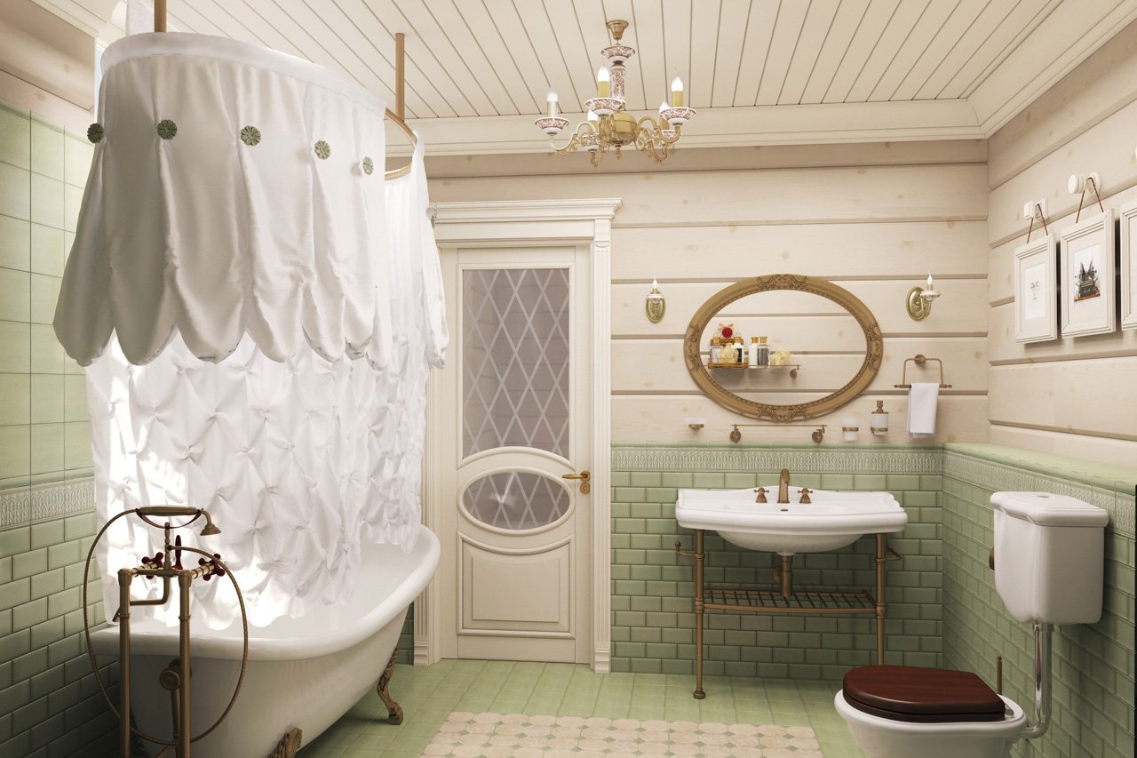 ванная комната с душем в стиле прованс