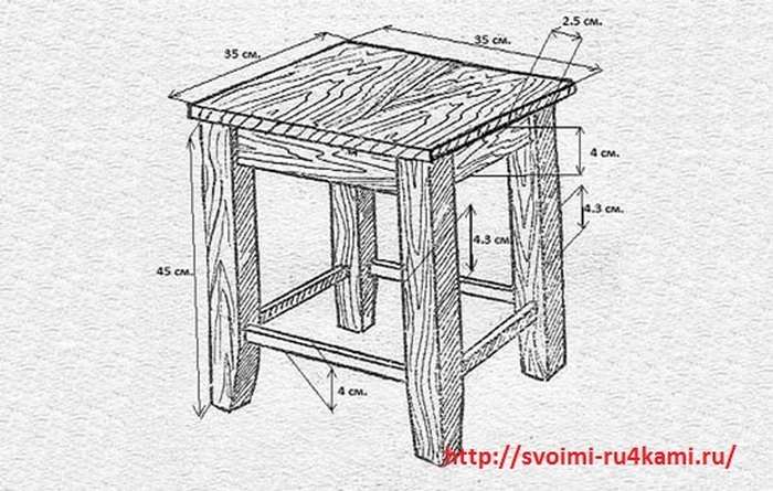 Технический рисунок табуретки