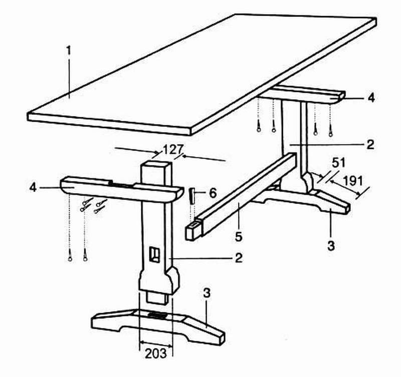 Из каких частей состоит стол