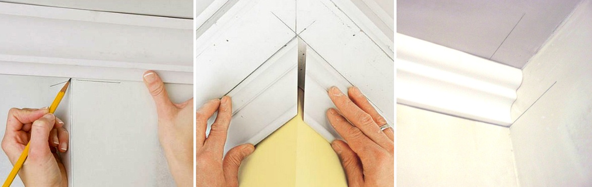 Как резать потолочный плинтус: углы внутренний и внешний, стуслом, схема, сколько градусов
