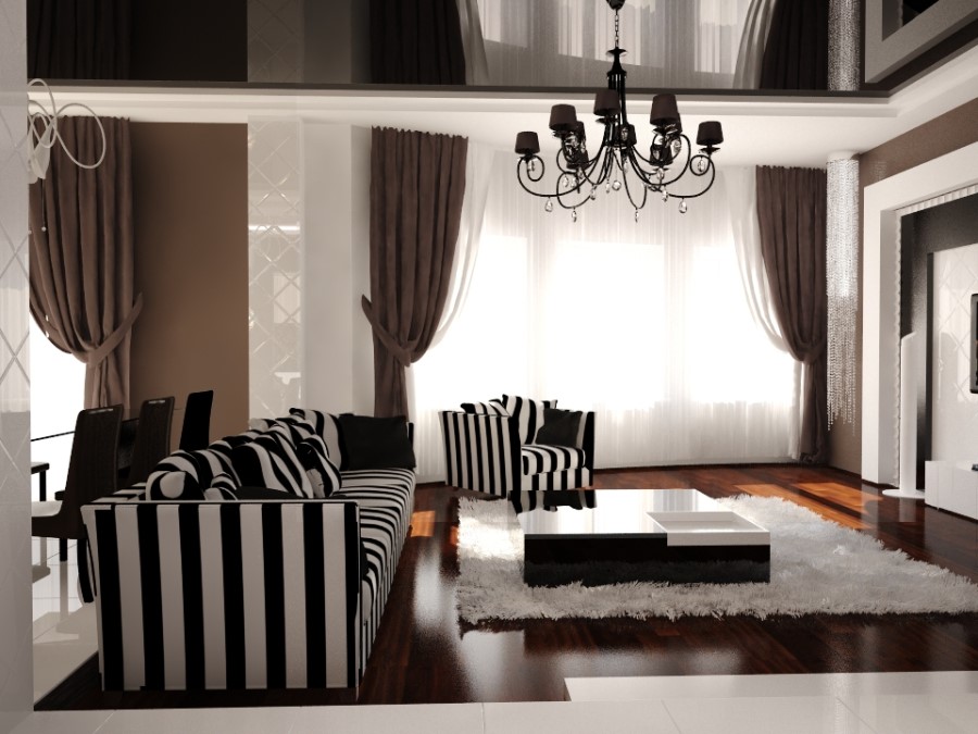 Черно-белые шторы - оформление спальни при помощи черно-белых занавесок (104 фото)