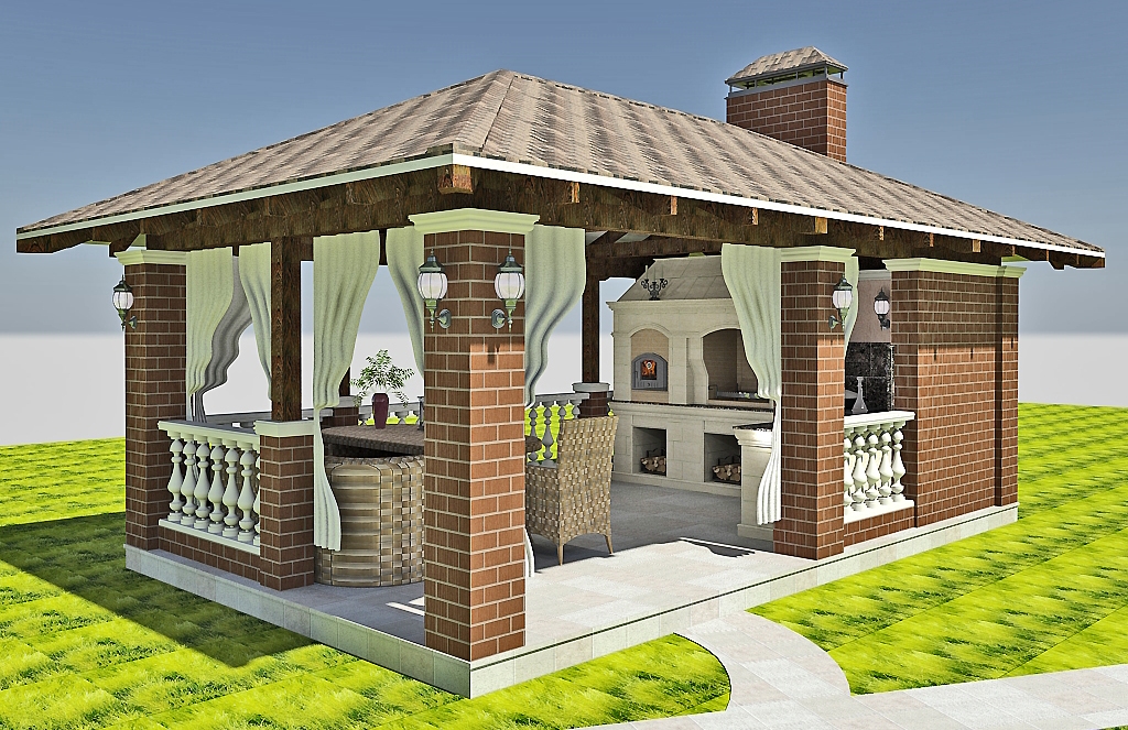 Проекты летней кухни на даче с барбекю мангалом – интересные идеи, фото