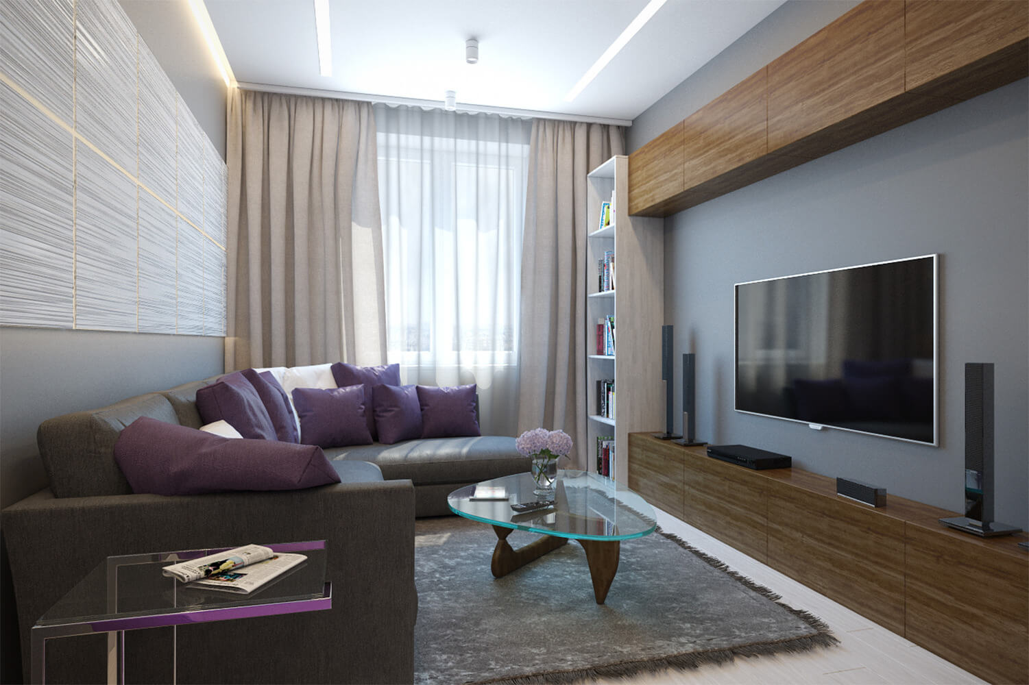 Интерьер гостиной в квартире 18 кв м в современном стиле недорого фото стенкой и диваном