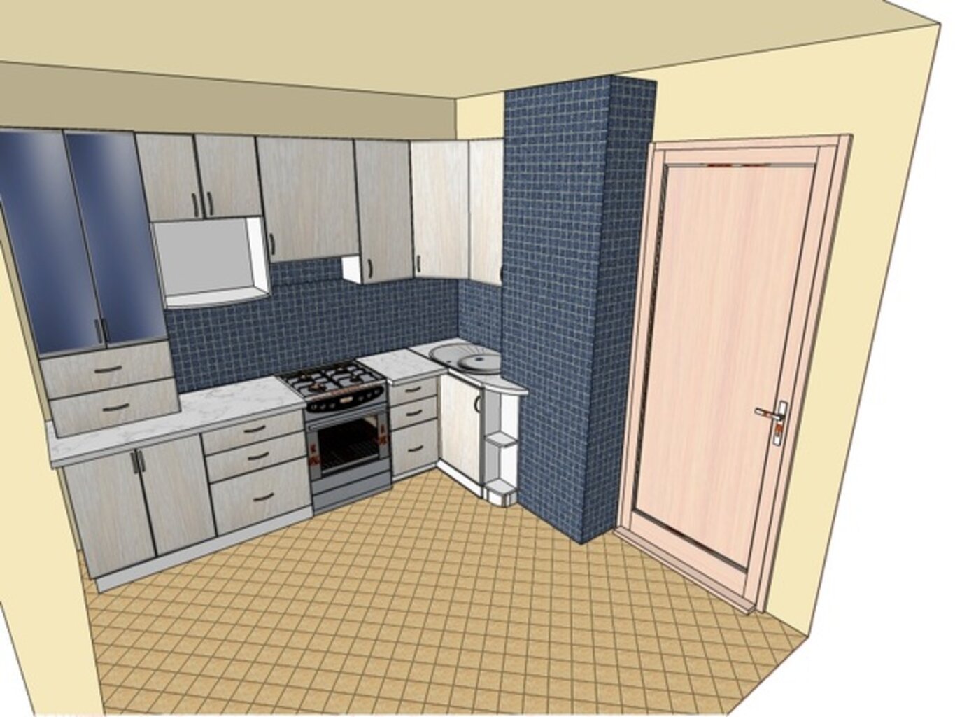 планировка кухни 9м2 с холодильником и диваном