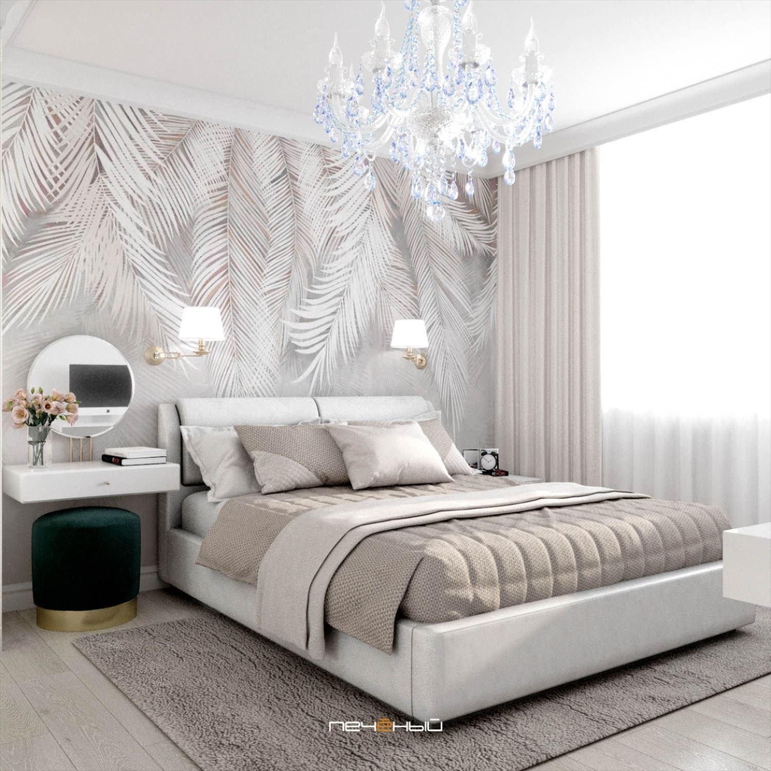белая спальня дизайн интерьера