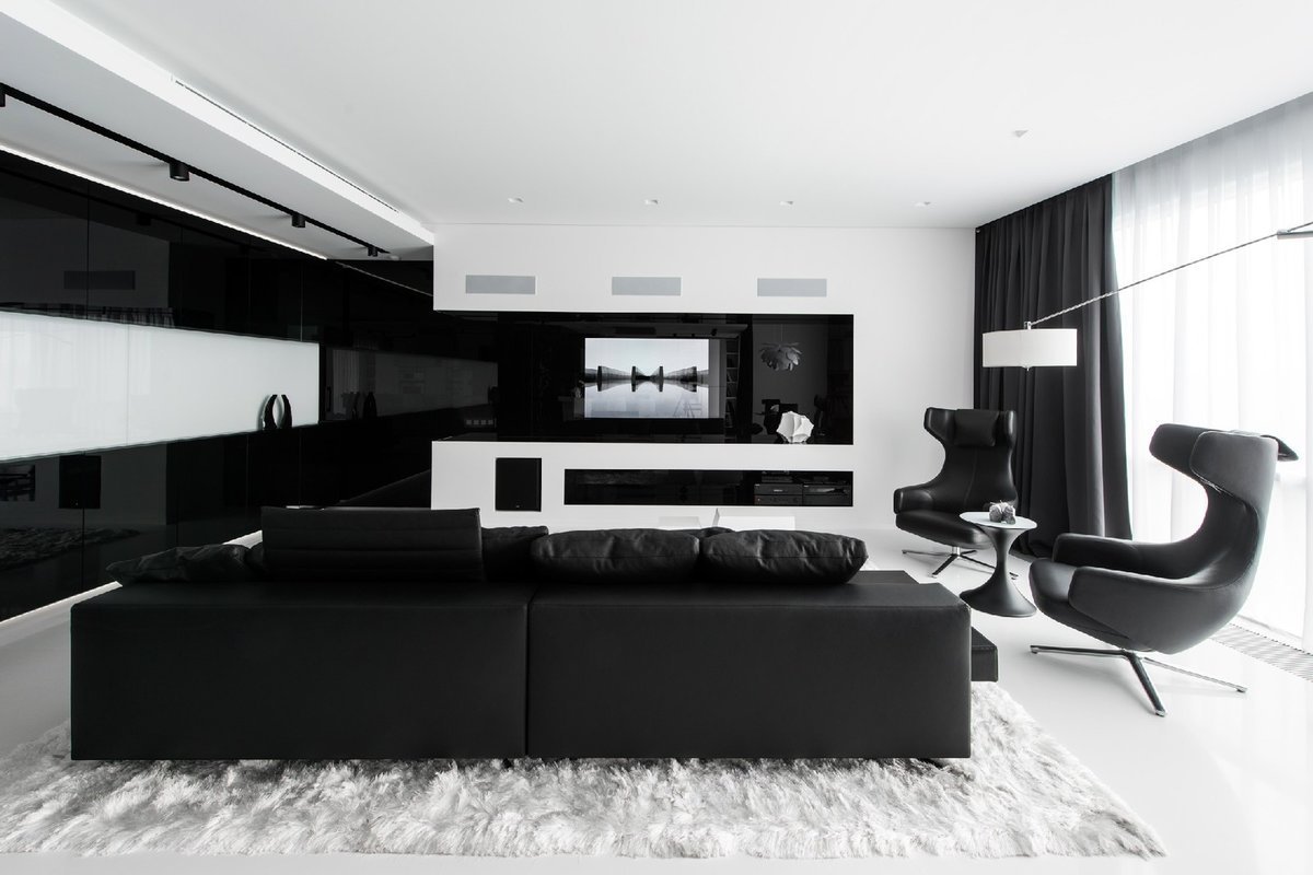 черно белый интерьер в квартире