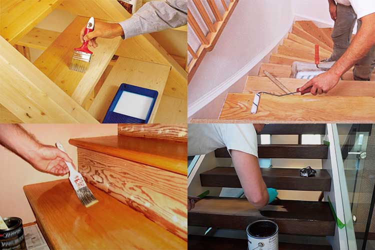 Как красить лестницу из сосны своими руками — схемы монтажа