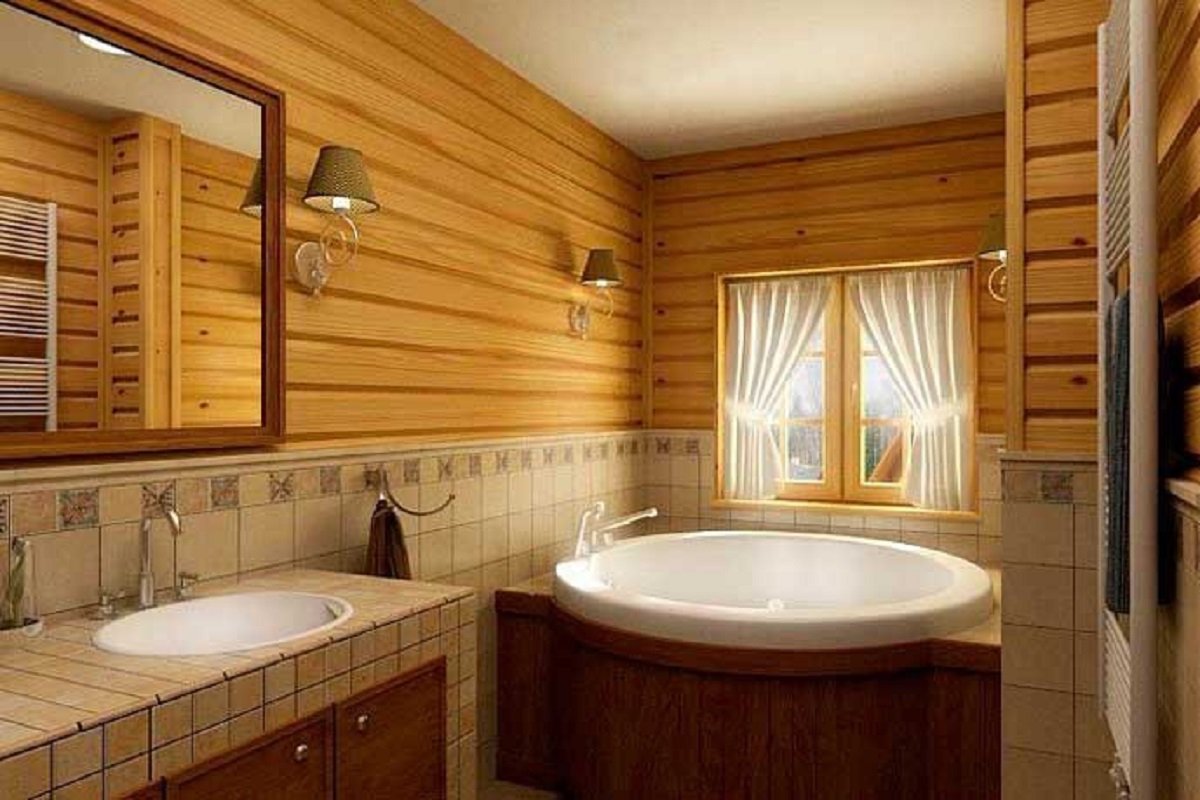 Ванная комната в деревянном доме: отделка, материалы, как сделать