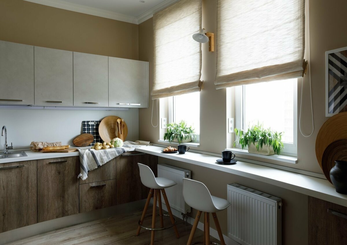 кухни у окна со столешницей фото дизайн