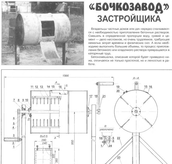 Бетономешалка своими руками чертежи