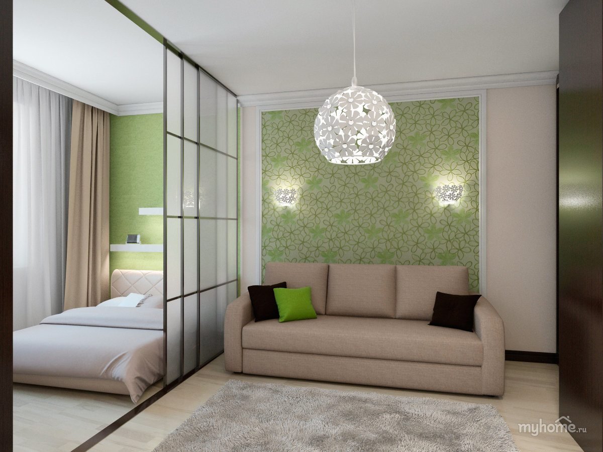Дизайн спальни гостиной 47 фото идей зонирования пространства комнаты перегородками и полками