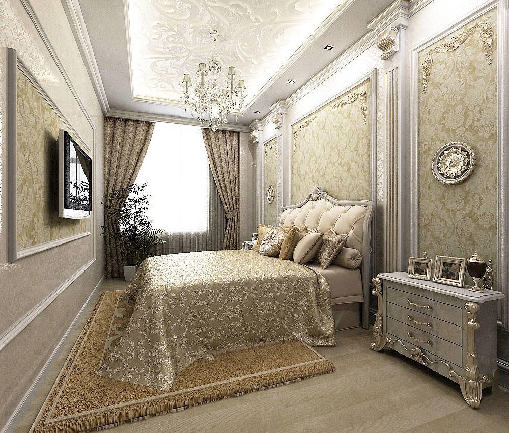 большая спальня в классическом стиле