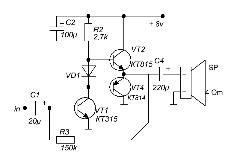 Усилитель звука для колонок на 100 ватт схема