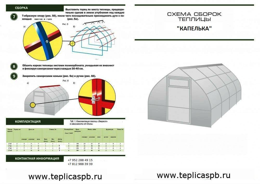 Теплица из поликарбоната схема сборки фото